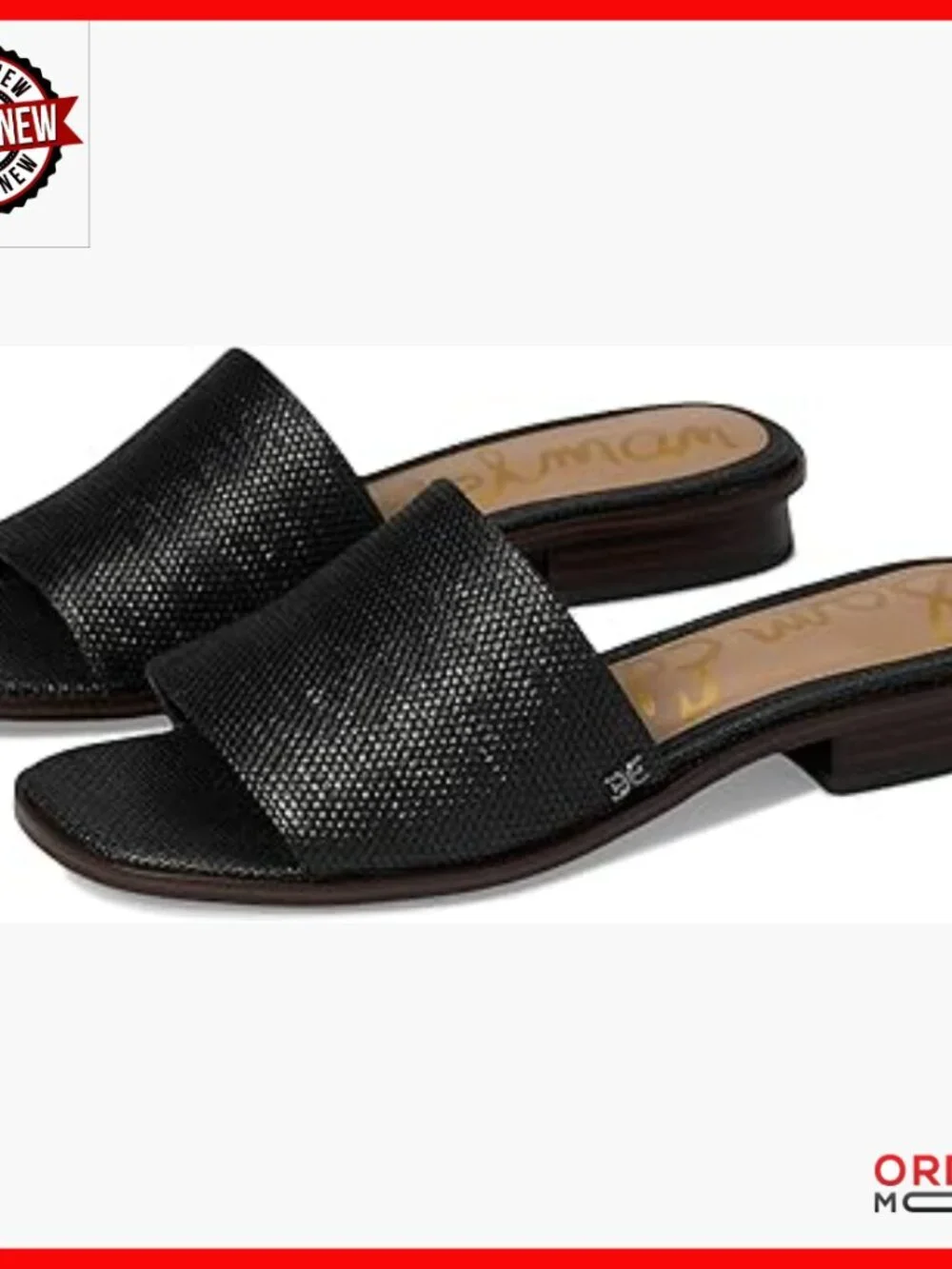 Textured Wedge Sandals with Block Heel, Wide Straps, Slip-On